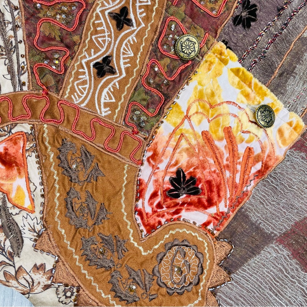 Life Style Artsy Patchwork Button Front Jacket Pe… - image 2